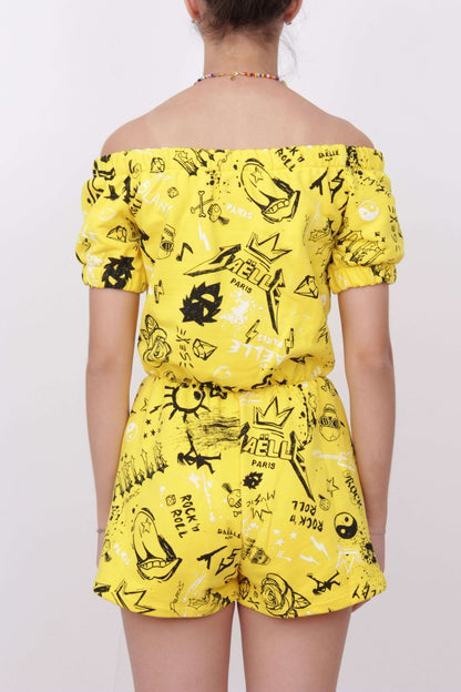 Gaelle PARIS - Шорти - Yellow Print Jumpsuit - Love|Labels