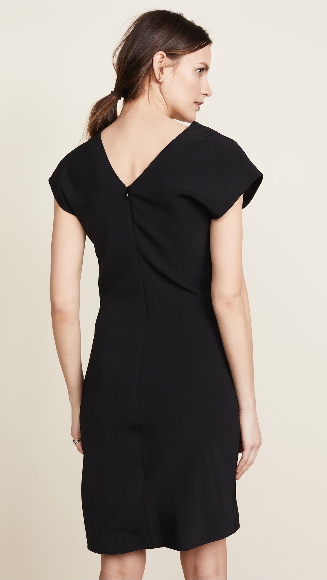 Black Asymmetric Short-Sleeve Dress
