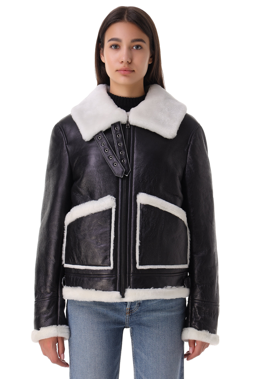 Black Leather Aviator Jacket