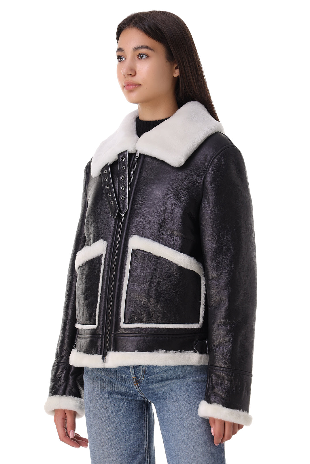 Black Leather Aviator Jacket