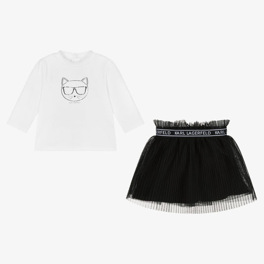 Baby Black & White Skirt Set