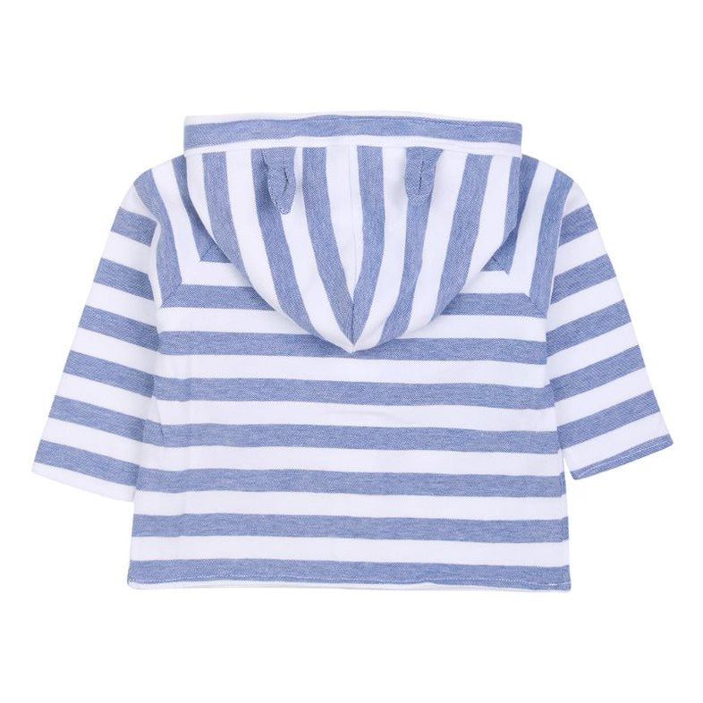 White-Blue Striped Sweatshirt