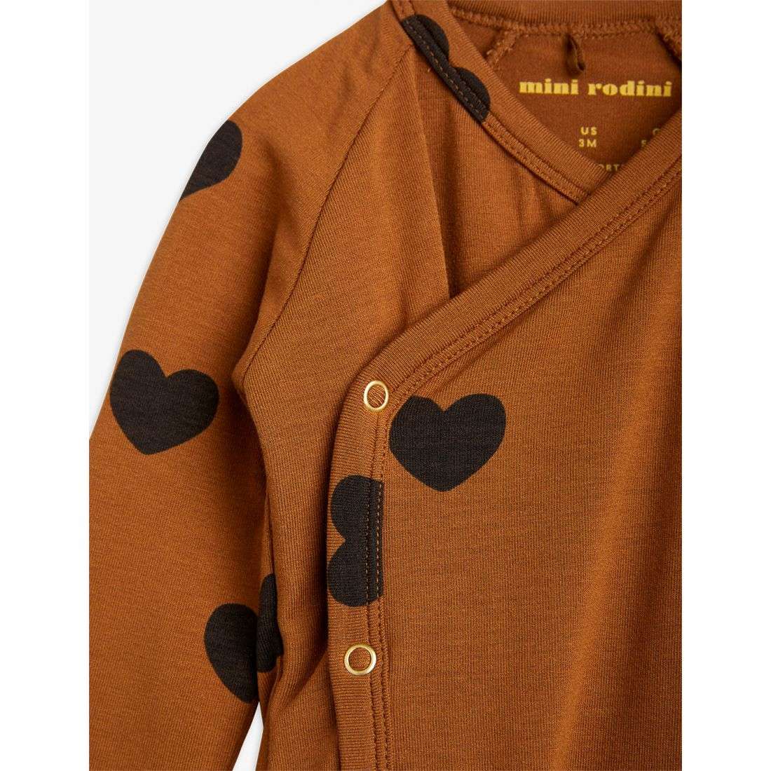 Mini Rodini - Ромпери - Basic Hearts Wrap Body Brown - Love|Labels