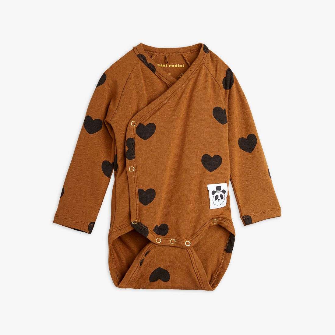Mini Rodini - Ромпери - Basic Hearts Wrap Body Brown - Love|Labels