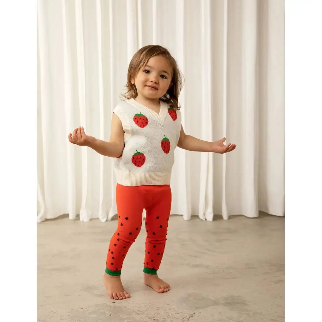 Mini Rodini - Аксесоари - Други - Strawberry Tights Red - Love|Labels