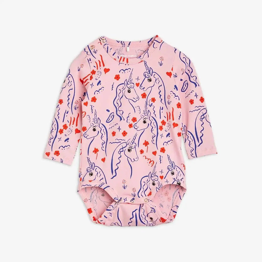Mini Rodini - Ромпери - Unicorns Long - Sleeve Bodysuit - Love|Labels