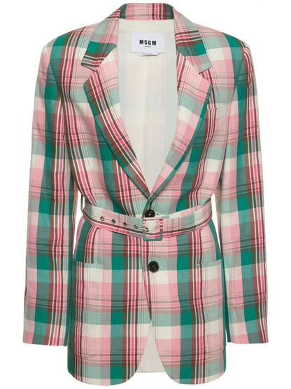 MSGM - Сака - Cotton & Linen Check Blazer - Love|Labels