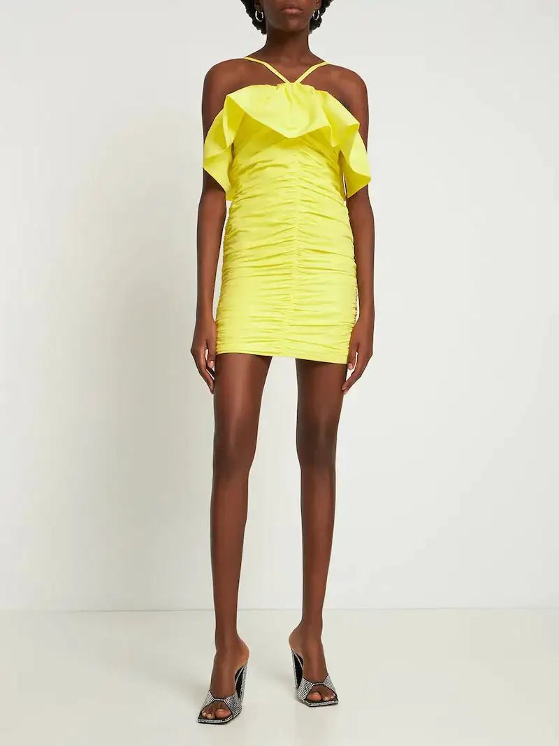 MSGM - Рокли - Ruched Ruffle - Trim Mini Dress - Love|Labels