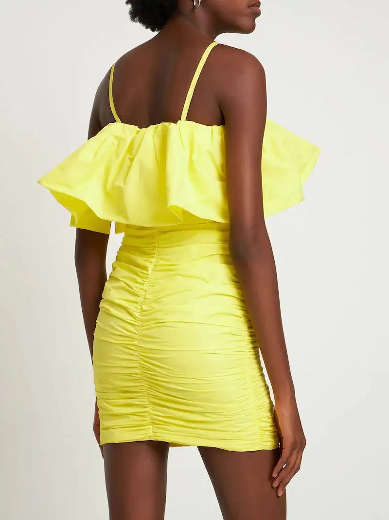 MSGM - Рокли - Ruched Ruffle - Trim Mini Dress - Love|Labels