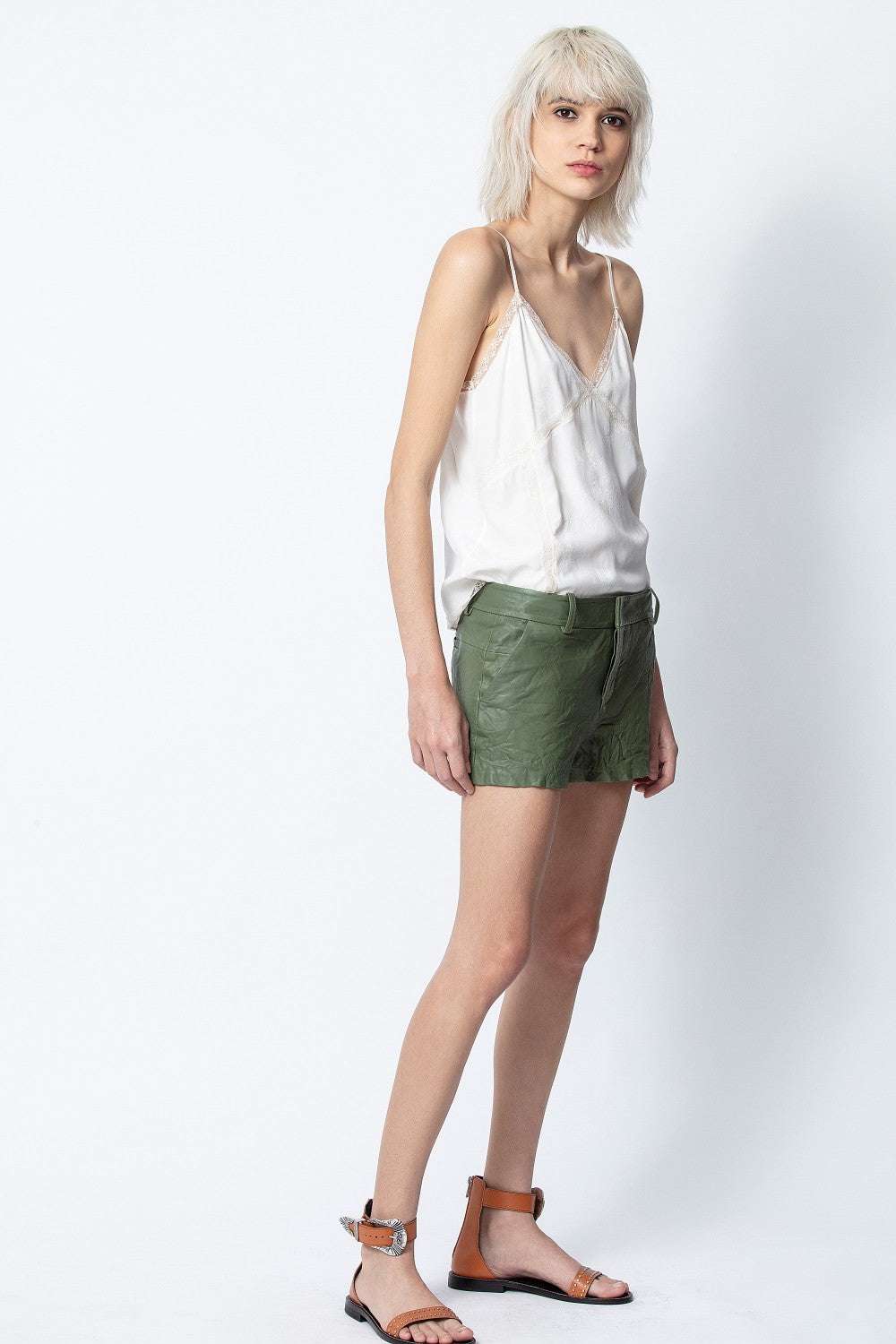 Zadig&amp;Voltaire u0428u043eu0440u0442u0438 SIMIO CRINKLE LEATHER SHORTS
