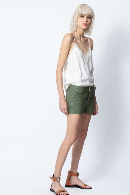Zadig&amp;Voltaire u0428u043eu0440u0442u0438 SIMIO CRINKLE LEATHER SHORTS