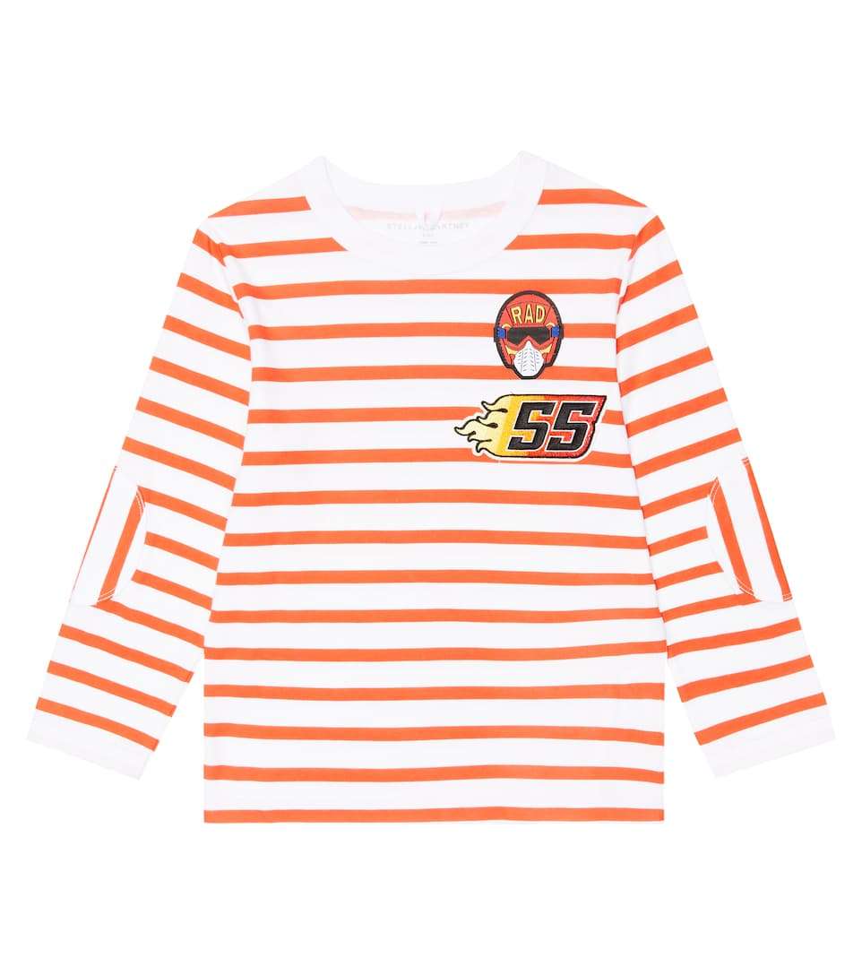 Stella McCARTNEY Kids - Блузи - Embroidered Striped Cotton Jersey Top - Love|Labels