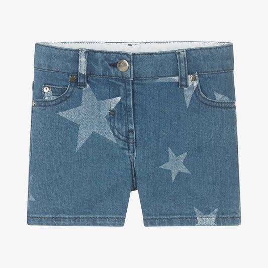 Blue Star Print Denim Shorts