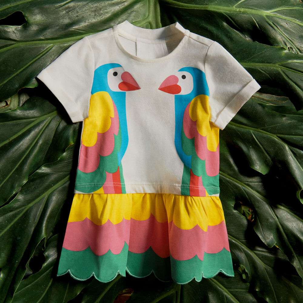 Stella McCARTNEY Kids - Рокли - Ivory Parrot Dress - Love|Labels
