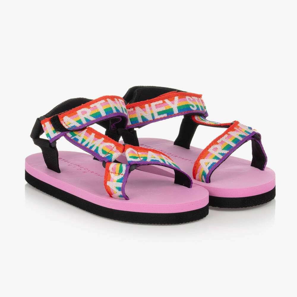 Stella McCARTNEY Kids - Обувки - Pink Rainbow Logo Sandals - Love|Labels